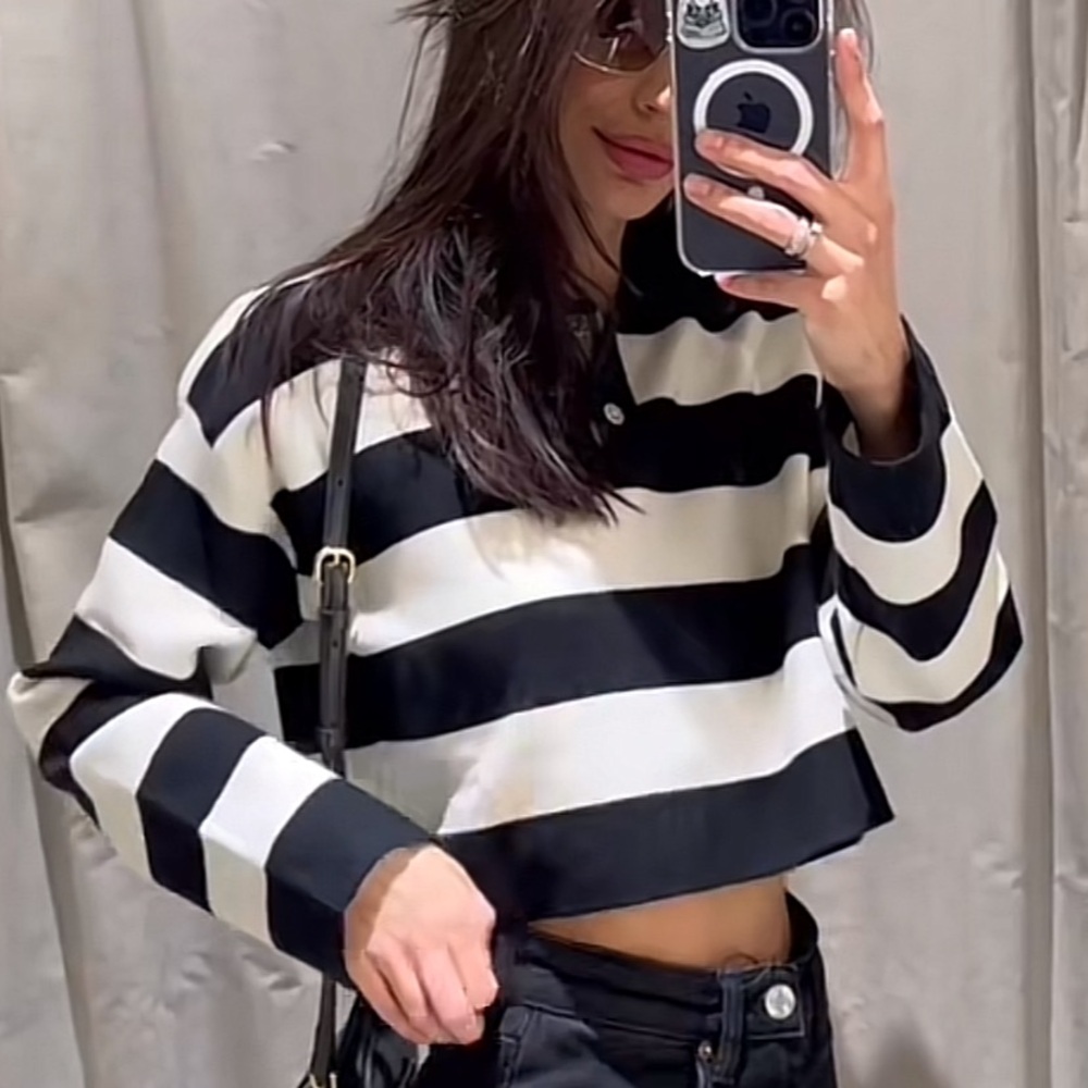 Zara Striped Cropped Sweater